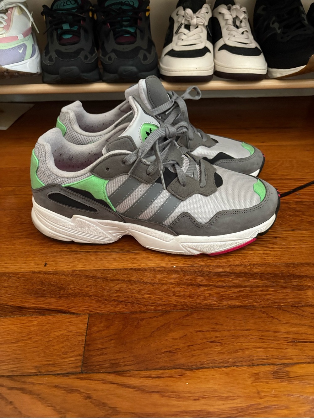 adidas men’s  Gray Sneakers with Mint Green Accents